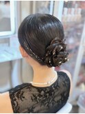 結婚式 二次会 お呼ばれ アップスタイル×金箔