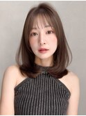 セミディツートンカラー小顔カットレイヤーカットグレージュ