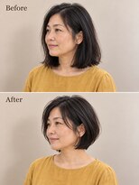aptas 青山/表参道 白髪染め/白髪ぼかしハイライト/ボリュームアップエクステ&nbsp;表参道/青山/40代/ボブ