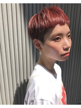 ソイ 下北沢(soi) ベリーショート/ケアブリーチで艶のあるコーラルピンク