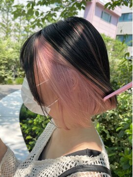 ベレーザ 渋谷(BELEZA) ba1396ブリーチオンカラーコリアンスタイルチェリーピンクボブ