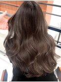 ハイライトカラーミディアムヘアグレージュカラーデザインカラー