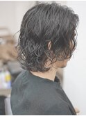 メンズミディアムパーマ　スパイラルパーマ　ボブパーマ