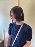 暗髪ナチュラルブラウンストレートタッセルカットボブ20代30代