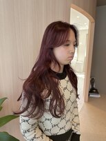 オン キャナルシティ博多前店(on)&nbsp;【哉汰】暖色系/前髪無し/かきあげ/コテ巻き/ボルドー20代