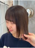 ボブ　ミディアムレイヤー　顔まわり　韓国風　艶髪　髪質改善