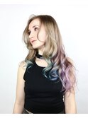 レインボー+グラデーションヘアカラー