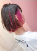 シースルーぱっつん×インナーピンク