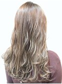 ラベンダグラデーションカラーアッシュブラウンゆるふわロング