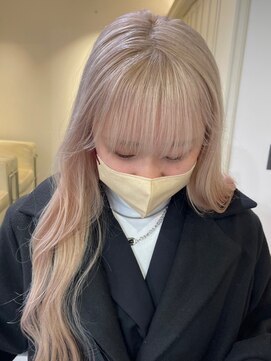 ベレーザ 渋谷(BELEZA) 2840ミルクティーハイトーンカラー前髪カット波巻きスローカラー