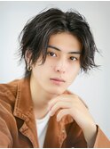 メンズカットシャドウパーマ長めツーブロック爽やか