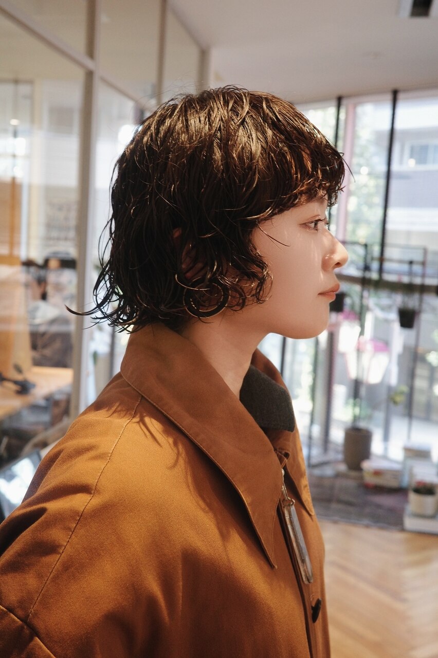 人毛 ハンドカット　マッシュボブ　少し明るめブラウン Ｍサイズ YUKI NITTA 襟足ぱつっとマッシュボブ ブラウン・ベージュ系