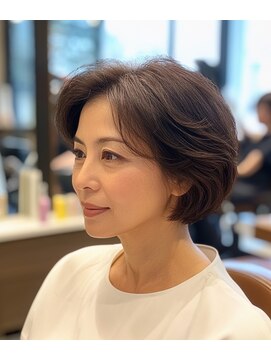 ルシードスタイル アウラ 松戸市五香(LUCIDO STYLE Aura) ナチュラルブラウンラウンドバングハッシュボブ