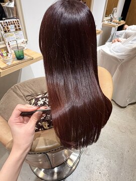 髪質改善カラー×ピンクブラウン