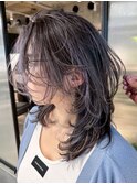 顔周りレイヤーおくれ毛ダークアッシュロング_ba577142