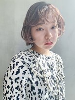 ガーリーボブ_耳かけウェーブパーマフォギーベージュ_77301