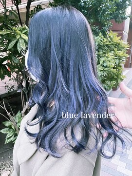 ミシェリー(misherry) 小顔セミロングくびれヘアブルーラベンダーデザインカラー韓国風