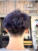 むらさき × 紫メッシュ　センターパート　スパイラルパーマ