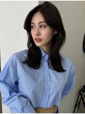 フェイスバング×ランダム巻きウェーブ