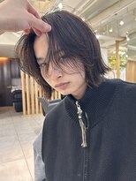 =メンズボブ/メンズロング/ダークアッシュ/ニュアンスパーマ