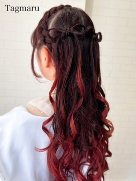 タグマル 推し活ヘアセット☆リボンハーフツイン