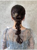 結婚式お呼ばれ編みおろし／ヘアセット/編み込み/アレンジ