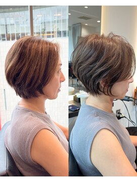 バンプ ギンザ(BUMP GINZA) 30代40代50代絶壁解消ひし形ショート白髪ぼかし透明感カラーER