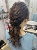 ハーフアップ/ヘアセット/ヘアメイク/編みこみ/三つ編み