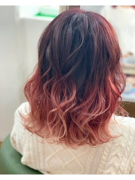 ヘアーガーデン バレッタ(hair garden barretta) ピンク+オレンジのグラデーションカラー