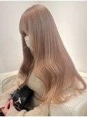 2487外国人風カラー栗色マロンモノトーングレージュ艶感ロング