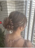 アップスタイル お団子 金箔【アレンジ ヘアセット 立川】