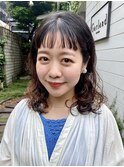 Garland表参道クセを活かしたナチュラルパーマスタイル/眉上前髪