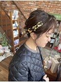 くしゅっとパーマ風お呼ばれヘア