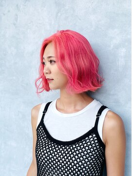 ロゼッタ 大崎古川店(Rosetta) モテ髪 ピンクカラー セミディ ゆる巻き 愛され外ハネ 波巻き