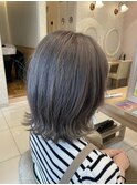 外ハネ切りっぱなしボブ×ミルクティー