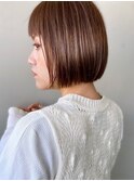 20代30代ミニボブココアブラウン小顔美肌ストレート丸み