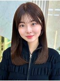 小顔矯正前髪顔まわりミディアムレイヤーメルティーカラー