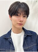 毛流れハンサムショートセンターパートメンズ黒髪爽やか