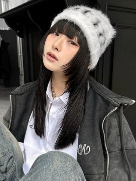 ハロ(Halo) 顔周りレイヤー/黒髪/ぱっつん前髪/縮毛矯正/小顔/韓国/26