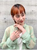 【松尾】ミニボブ オレンジカラー 前髪 切りっぱなしボブ