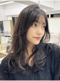 (レイヤーカット/ロングヘア/かきあげ/前髪/サイドバング/小顔)