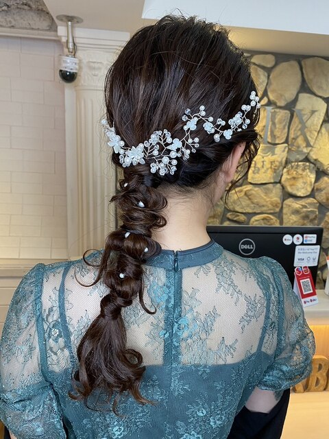 編みおろしアレンジ/ヘアアレンジ/結婚式アレンジ/江坂