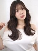 黒髪風グレージュ×韓国風垢抜け小顔シースルースタイル