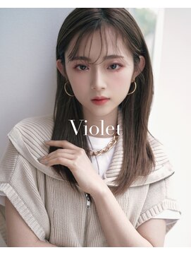 バイオレット 表参道店(Violet) ロングレイヤー小顔似合わせシースルーバングベージュカラー