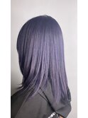 ブルーパープルカラーセミロングレイヤーカットナチュラルモード