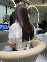 ロンドメリア 天神大名店(Lond Melia) ★斜めバングミディアムヘアグレージュカラーシルキーベージュ★