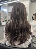 くすみベージュマロンベージュホワイトブロンド細めハイライト
