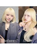 ホワイトブロンド#シールエクステ#くびれヘア#ヨシンモリ#小倉