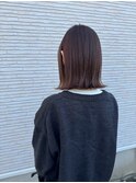 切りっぱなしボブ　ピンクブラウン