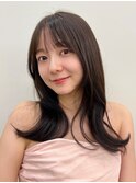 フェイスレイヤー大人かわいいミディアムシースルーヘア20代30代